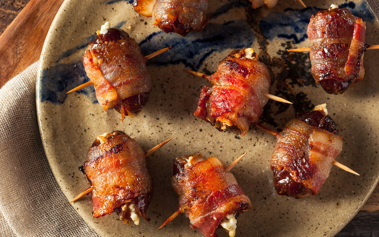 Healthy Holiday Appetizers - Bacon Wrapped Dates